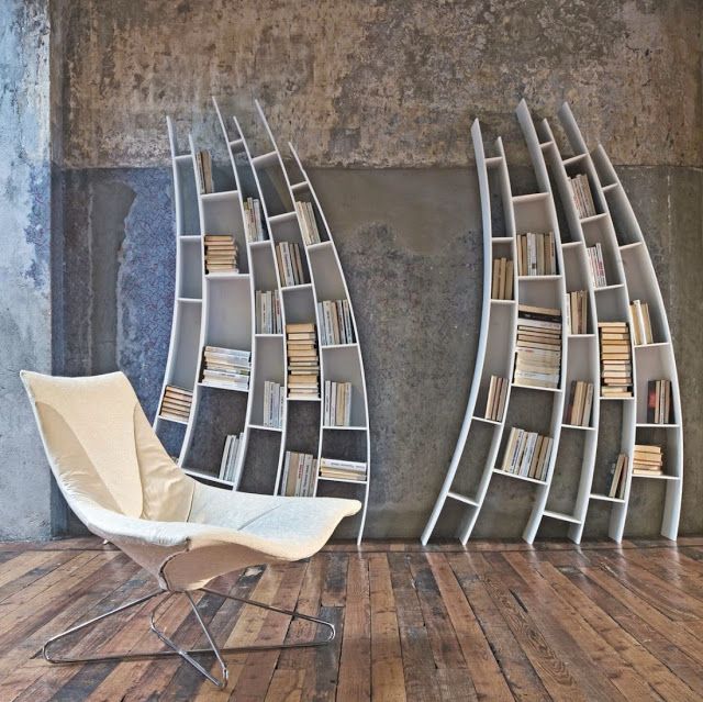 Bookshelves as an Exceptional Decor Detail  Bookshelves as an Exceptional Decor Detail Bookshelves interior design wavy white
