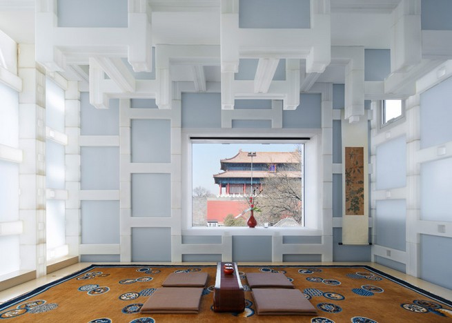 The use of translucent blocks in a Beijing tea house by Japanese architect Kengo Kuma