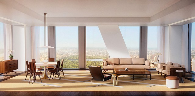 the façade’s angular rhythm remains evident within each of the 139 private apartments