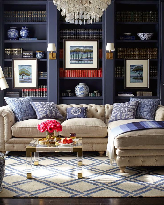 The beauty of contrast: modern rugs in traditional space  Inspiration by beauty of contrast: modern touches in traditional spaces with rugs Modern rugs traditional livingroom blue