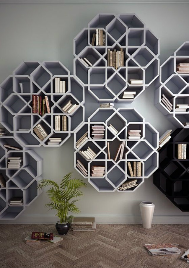 Geometrical Design for Furniture  Geometrical Inspiration for Furniture Design Geometric furniture bookshelf flower shape