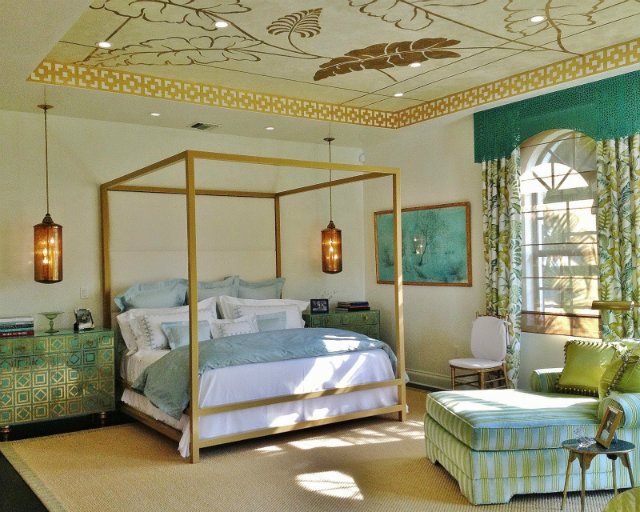 colours and patterns Mix Your Fabrics, Colours and Patterns with No Fear Golden bed turquoise mixed fabric finishings