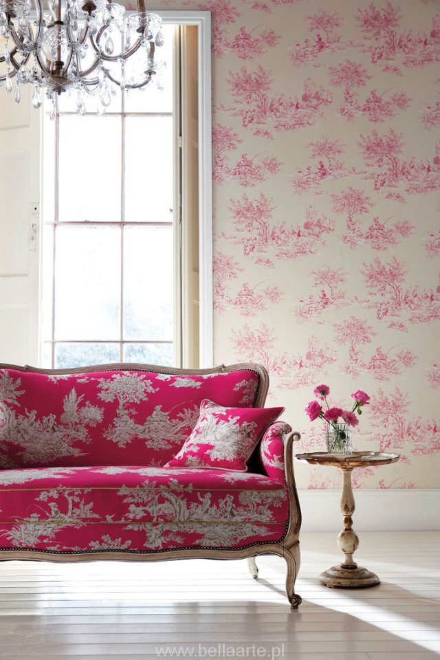 Ancient vs. Modern Looks. Toile de Jouy Revisited toile de jouy Classic vs. Modern Looks: the Toile de Jouy Revisited Toile de Jouy Hot Pink Sofa