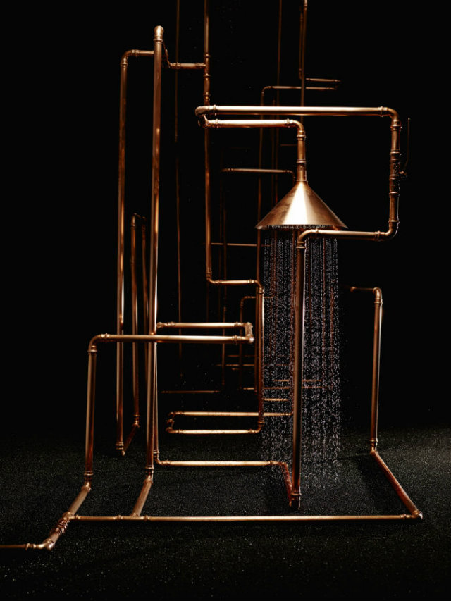Add Metal Details to Your Bathroom Decor Ideas  Add Metal Details to Your Bathroom Decor Ideas Metal Details Bathroom Copper Shower Head Tubes