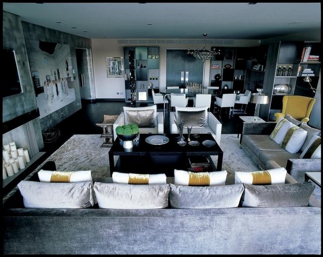 City Apartment living room design with yellow gold and black details kelly hoppen Top 50 Projects by Kelly Hoppen City Apartment living room design with yellow gold and black details