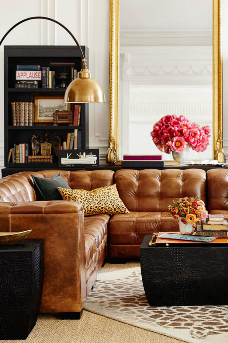 Living Room Inspiration: Tan Leather Sofa living room inspiration Living Room Inspiration: Tan Leather Sofa 15 con que combina un sofa cuero marron chic