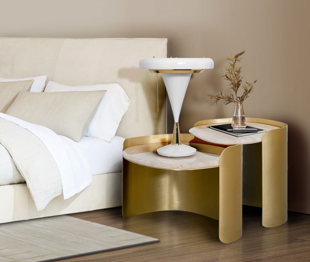 bedside table in golden bedroom ideas Bedroom Ideas: Discover The Best Lighting For Your Bedroom Bedroom Ideas Discover The Best Lighting For Your Bedroom 1024x868