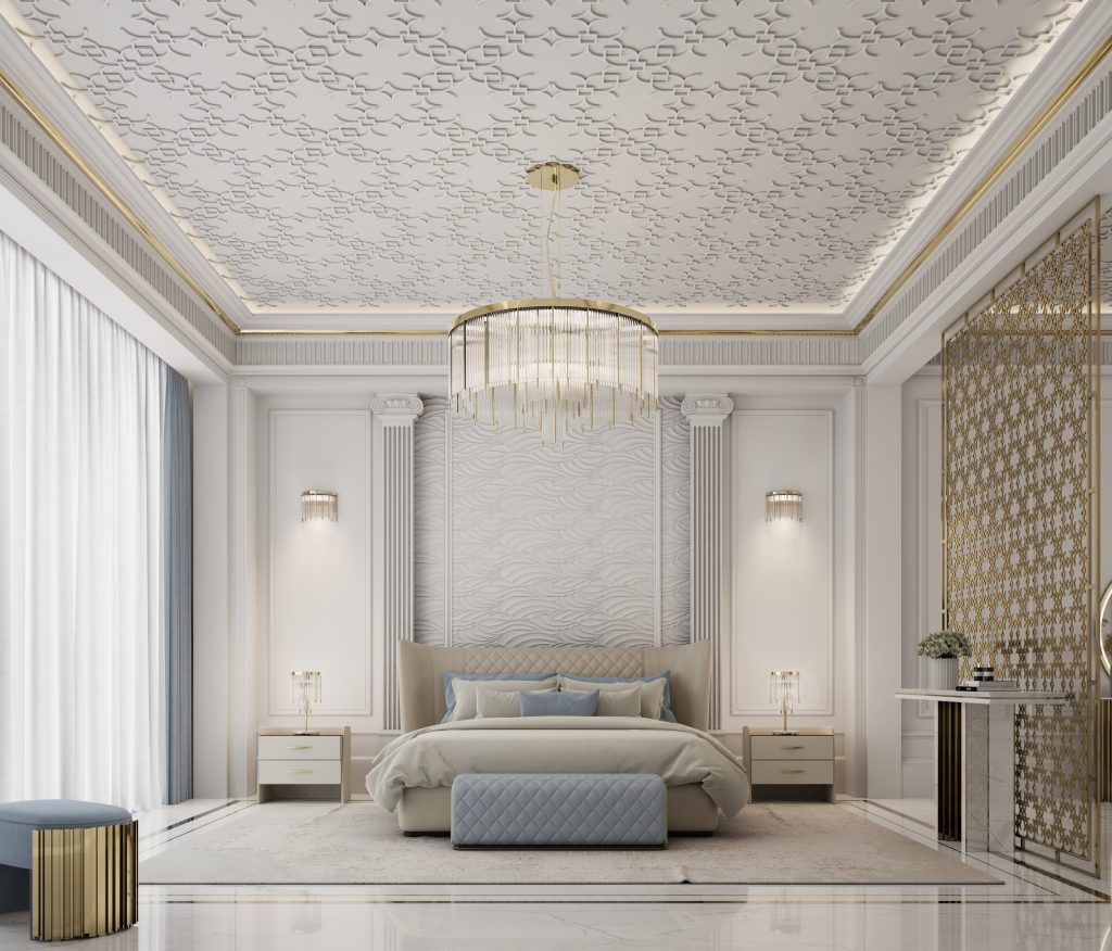 luxurious bedroom design with chandelier bedroom ideas Bedroom Ideas: Discover The Best Lighting For Your Bedroom Bedroom Ideas Discover The Best Lighting For Your Bedroom 2 1024x876