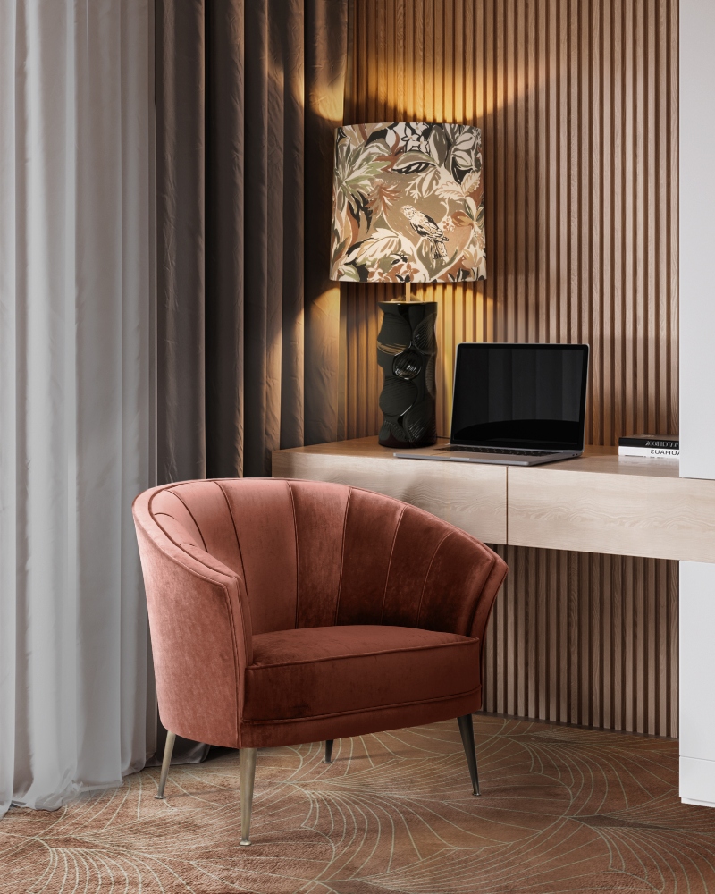 Home Decoration Ideas For You To Fall In Love by Anna Owens Designs  home decoration ideas Home Decoration Ideas For You To Fall In Love by Anna Owens Designs Mid Century Bedroom with Maya Armchair 2
