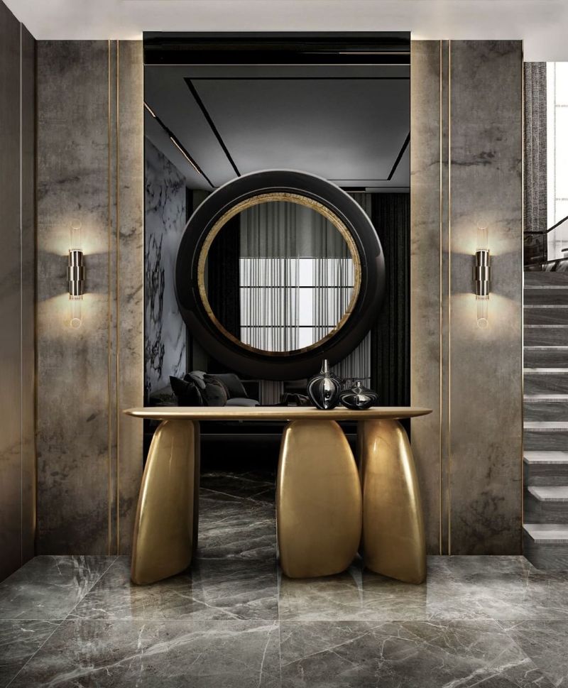 entryway and hallway design Entryway and Hallway Design: Modern Decor, Elegant and Sophisticated Entryway and Hallway Design Modern Decor Elegant and Sophisticated golden console table 4