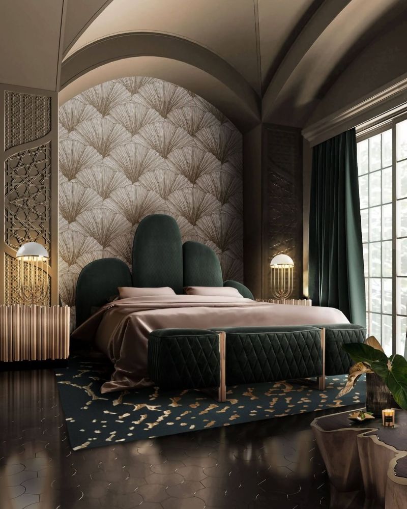modern bedroom and closet design Modern Bedroom and Closet Design: Sophisticated & Timeless Modern Bedroom and Closet Design Sophisticated Timeless 13 green velvet headboard
