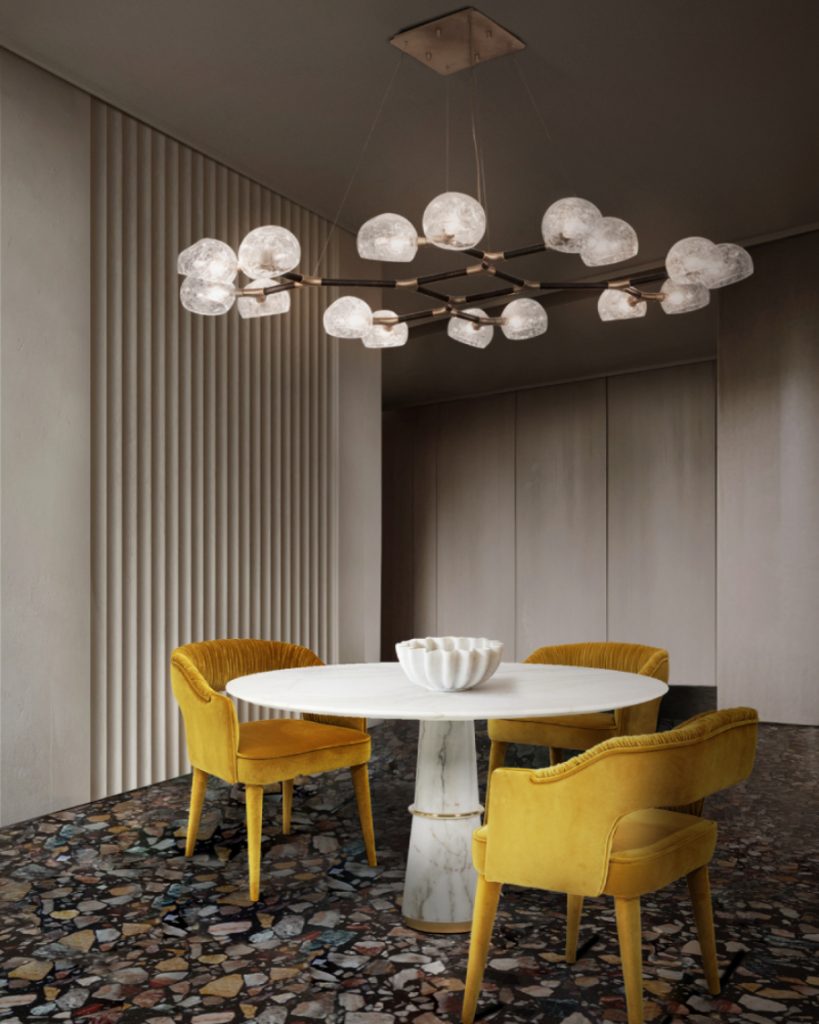 atelier verticale Interior Design Ideas by Atelier Verticale BRABBU Dining Room Interior Design with AGRA Center Table 1 819x1024