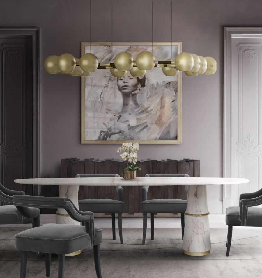 modern contemporary dining room with fully upholstered grey velvet dining chair and oval marble dining table modern dining room Modern Dining Room: Rectangular Dining Tables & Velvet Dining Chairs Modern Dining Room Ideas Rectangular Dining Table and Velvet Dining Chairs 1
