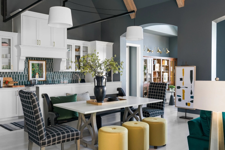 Dining Room Interior Design with Classic Patterns by Tiffany Brooks tiffany brooks Tiffany Brooks Best Residential interior Design Projects 4 2019 HGTV Smart Home Tiffany Brooks Best Residential interior Design Projects
