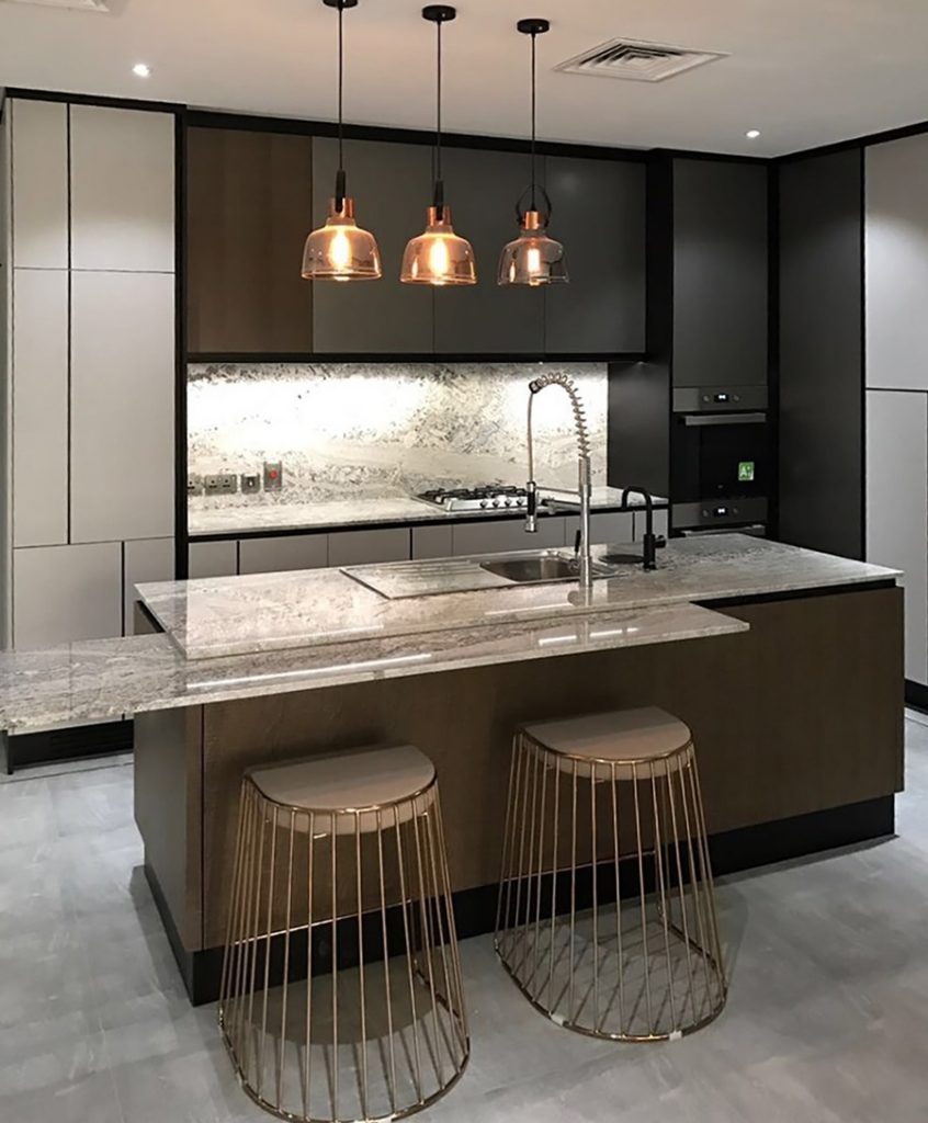 Kitchen with marble counter and some custom counter stools. cherwell Cherwell – Best Interior Design Inspirations Webp