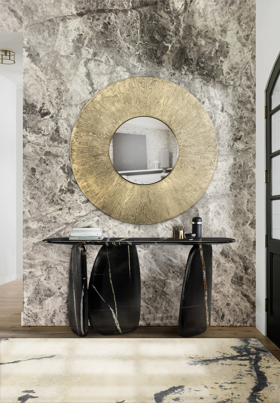 unique mirror inspiration for hallways gold round mirror unique mirrors Unique Mirrors Inspirations to Spice Up Hallways Unique Mirrors Inspirations to Spice Up Hallways 11