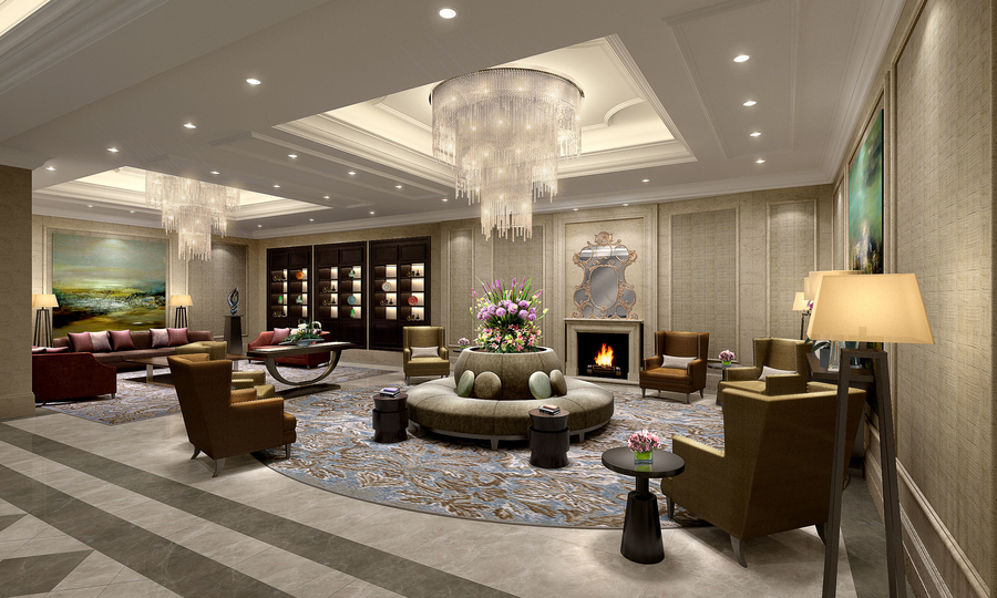 A living room furnished with bespoke upholstery, a couple of custom rugs and some side tables.  aedas Aedas – Modern Interior Design Ideas Webp