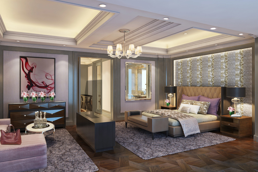 Bedroom furnished with bespoke upholstery, some custom rugs and custom side tables. aedas Aedas – Modern Interior Design Ideas Webp