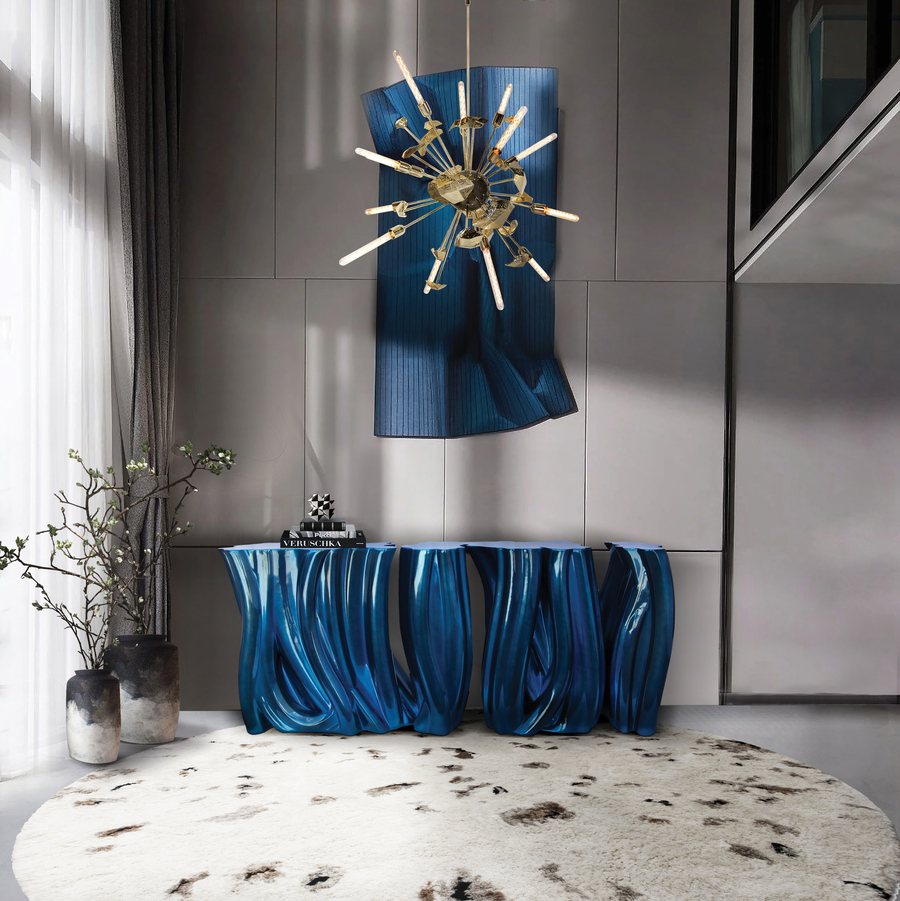 blue and neutral tones sublime hallway the best modern consoles The Best Modern Consoles for Hallways and Entryways BL2