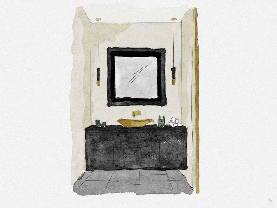 Powder Room of the Opulent Empire Penthouse master bathroom modern design Master Bathroom Modern Design Inspiration by the Empire Penthouse Bathroom