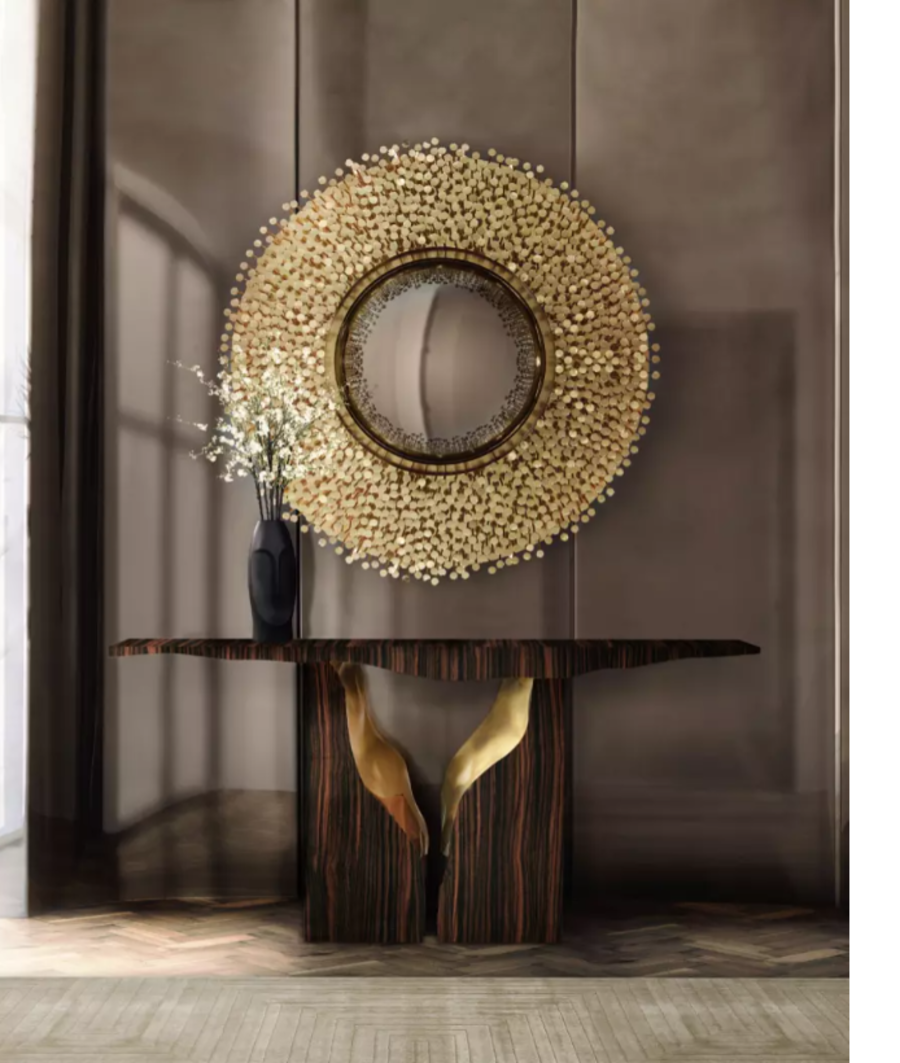 modern hallway with golden mirror modern hallway decoration Modern Hallway Decoration to Create a Unique Space Modern Hallway Decoration to Create a Unique Space