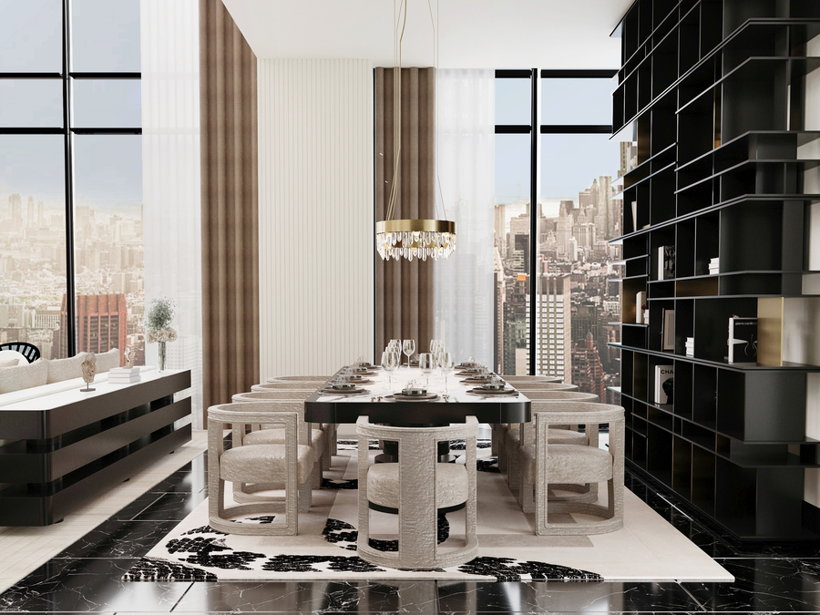 dining room of the empire penthouse dining room of the opulent empire penthouse Get inspired with the dining room of the Opulent Empire Penthouse Sala Jantar NY 02