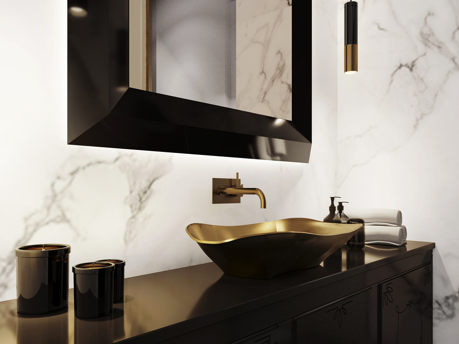 Powder Room of the Opulent Empire Penthouse master bathroom modern design Master Bathroom Modern Design Inspiration by the Empire Penthouse WC NY 02