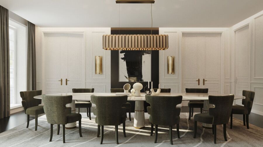 Modern neutral tone green and white dining room design glamorous dining room designs 10 Glamorous Dining Room Designs You Need to Know 10 Glamorous Dining Room Designs You Need to Know 4