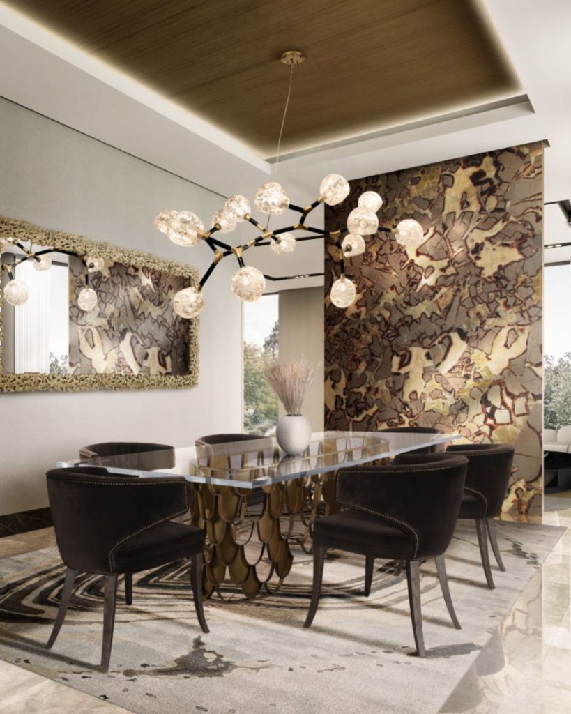 dining room by brabbu with black chairs and transparent table miguel muñoz estudio Miguel Muñoz Estudio Modern Style Inspirations Miguel Munoz Estudio Modern Style Inspirations1 10 1 819x1024