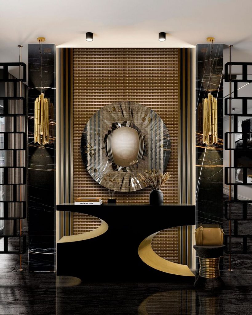 modern black and golden hallway design hallway design Hallway Design: Take it into account! Hallway Design Take it into account 1 819x1024