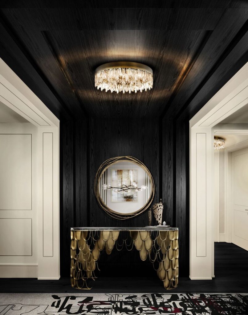 modern hallway in black and golden hallway design Hallway Design: Take it into account! Hallway Design Take it into account 5 805x1024