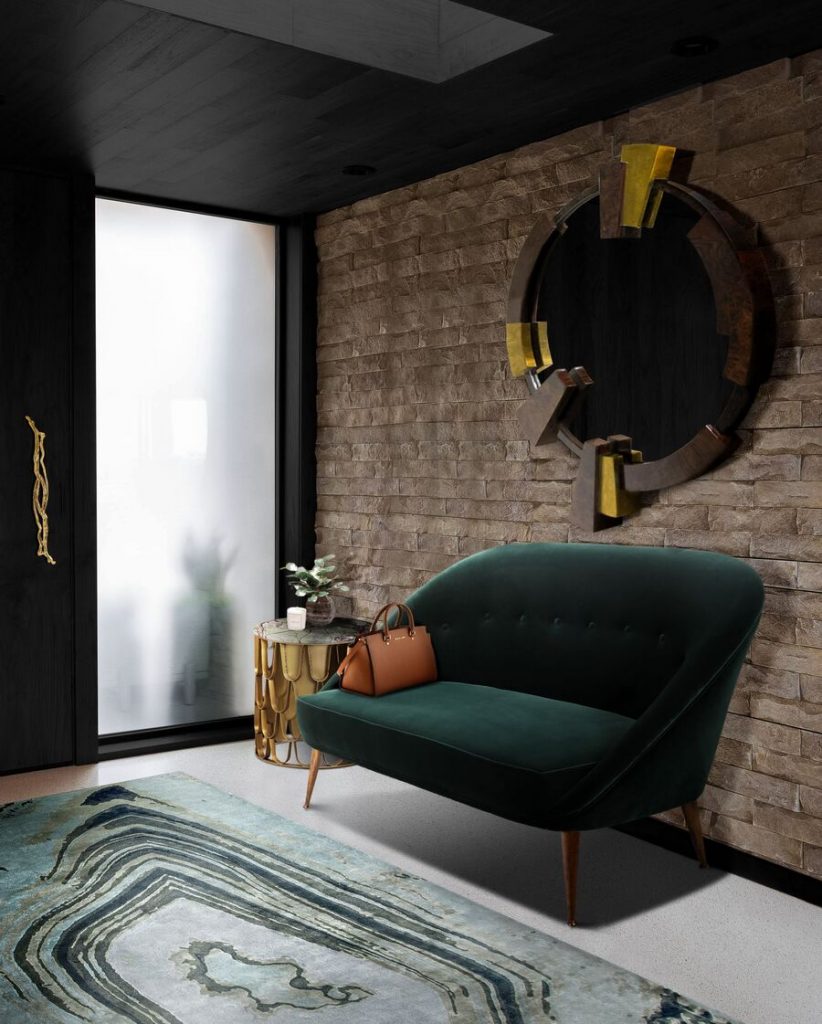 modern entryway inspiration with green velvet sofa entryway inspiration Entryway Inspiration for your Modern Home Design Entryway Inspiration for your modern home design 2 822x1024
