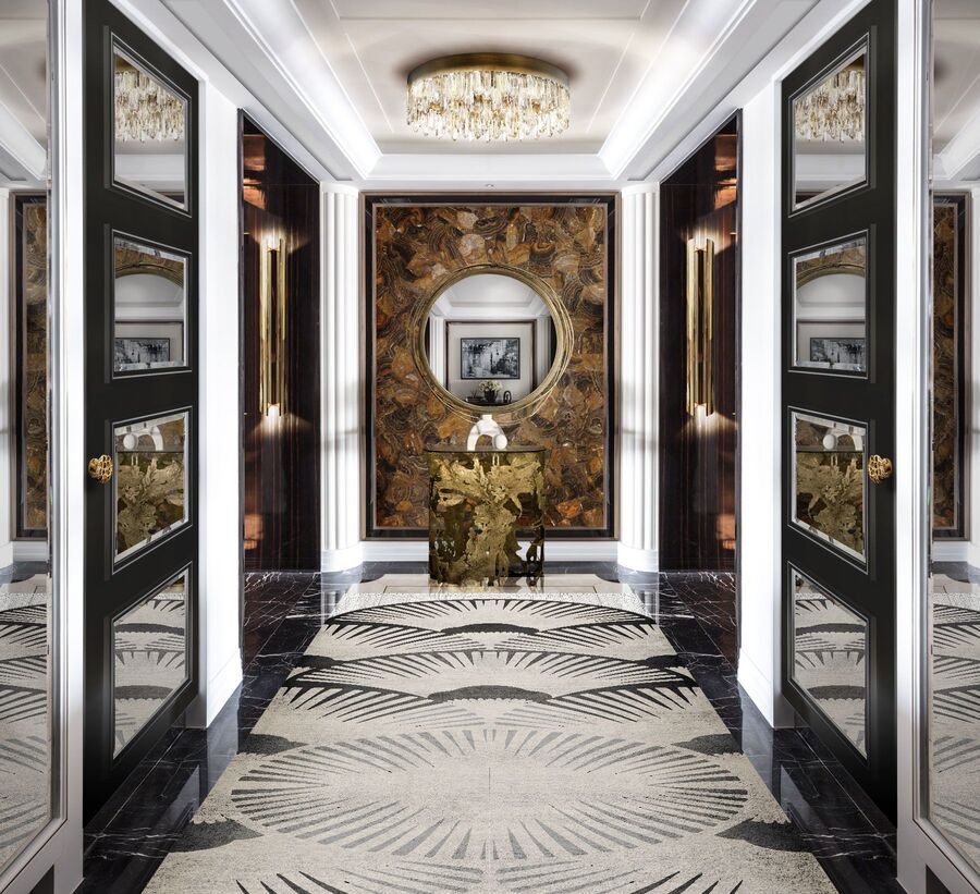 modern hallway design in dark tones modern wall lamps Your Complete Guide to Modern Wall Lamps Your Complete Guide to Modern Wall Lamps 4