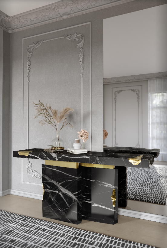 modern console How to Guide to Style a Modern Console BL Empire Desck nero marquina 2