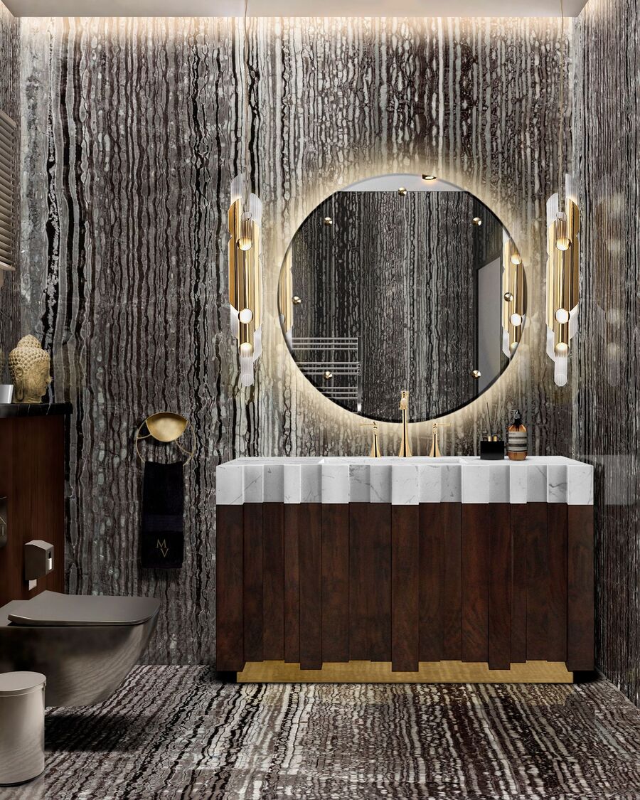 luxurious bathrooms in grey and golden tones luxurious bathrooms Feel inspired by these Luxurious Bathrooms Feel inspired with these Luxurious Bathrooms 5