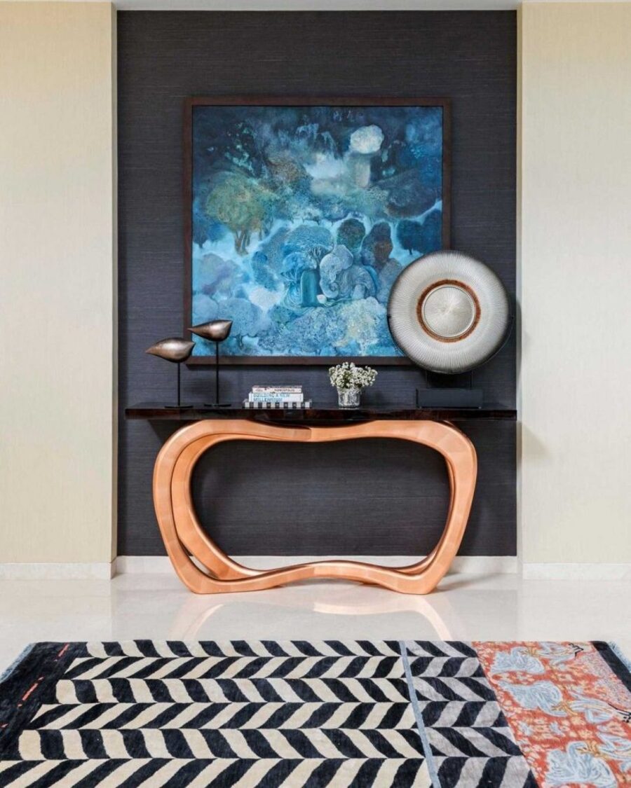 modern console in golden pink design modern console How to Guide to Style a Modern Console How to Guide to Style Modern Consoles 9