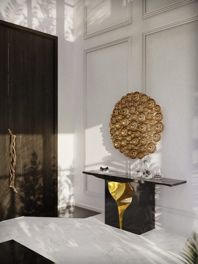 MODERN CONSOLE WITH BLACK AND GOLDEN TONES modern consoles Be Surprised by the Modern Consoles of Lapiaz Collection Be Surprised by the Modern Consoles of Lapiaz Collection 7 769x1024