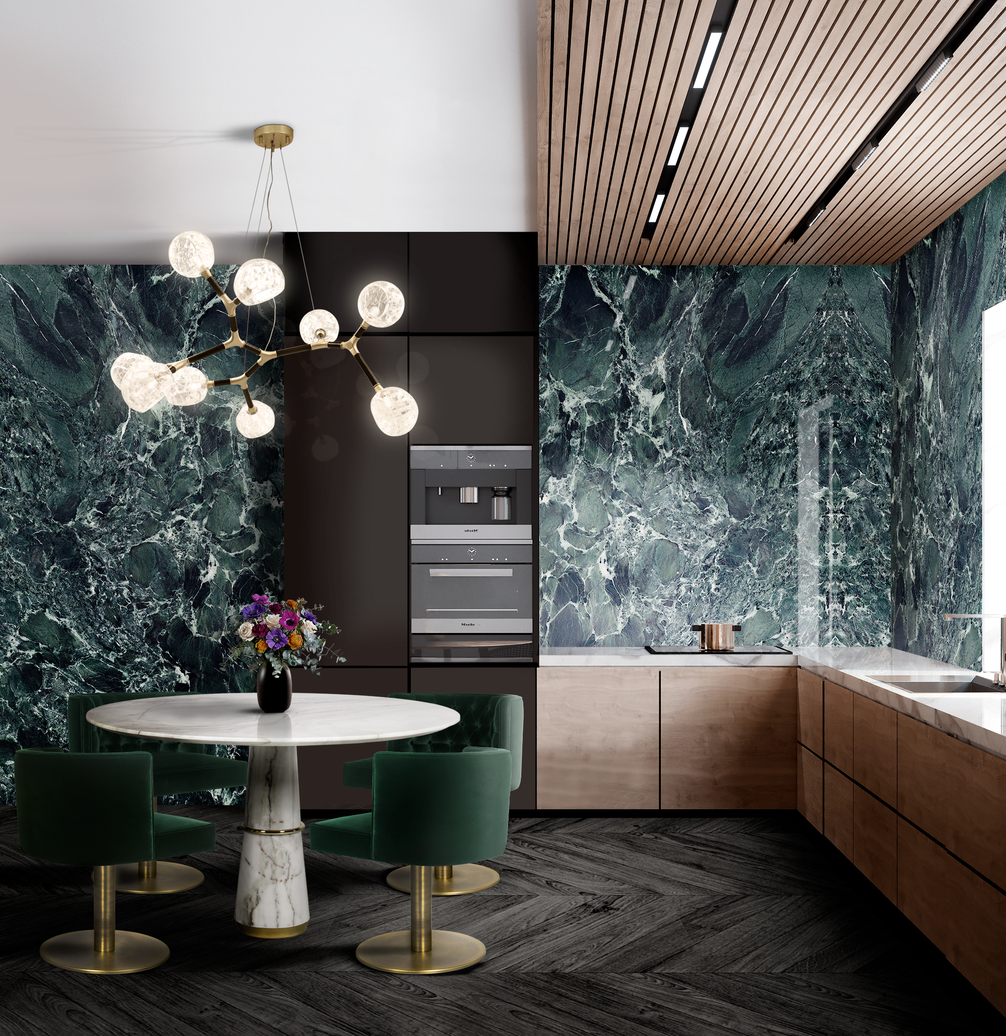 Unlocking the Secrets of Kitchen Lights in Modern Kitchen Design kitchen lights Unlocking the Secrets of Kitchen Lights in Modern Kitchen Design HR BB AGRA DINING TABLE HORUS IRREGULAR SUSPENSION LIGHT BOURBON II DINING CHAIR 1