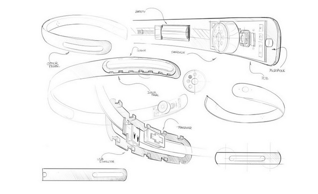 Headset transmits sound through the bones