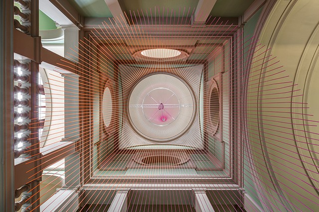 Abstract clock at V&A museum green room by Glithero