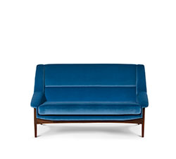 INCA 2 Seater Sofa Mid Century Modern Design by BRABBU recalls the Inca Empire in a shape of a velvet sofa.