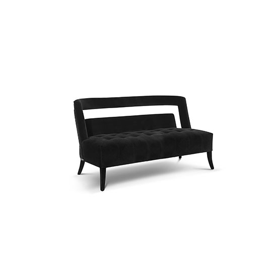 NAJ 2 Seat Sofa | Fully Upholstered Black 2 Seat Sofa by BRABBU