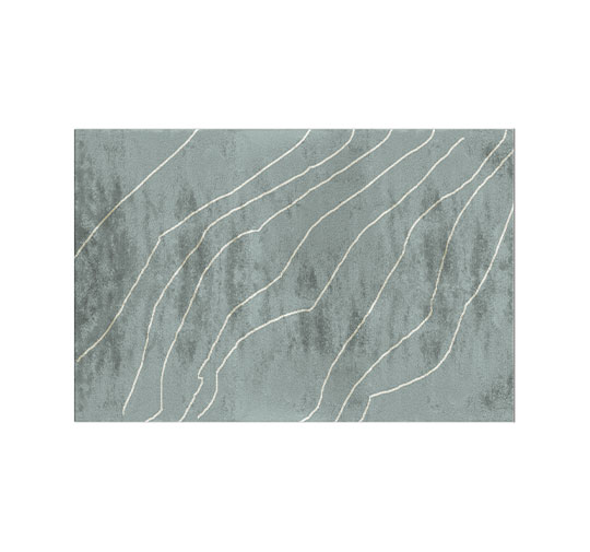 WARAO | Blue Rectangular Hand-Tufted Botanical Silk Rug by BRABBU