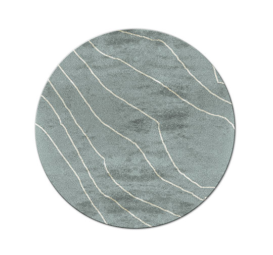 WARAO Round | Blue Round Botanical Silk Hand-tufted Rug by BRABBU