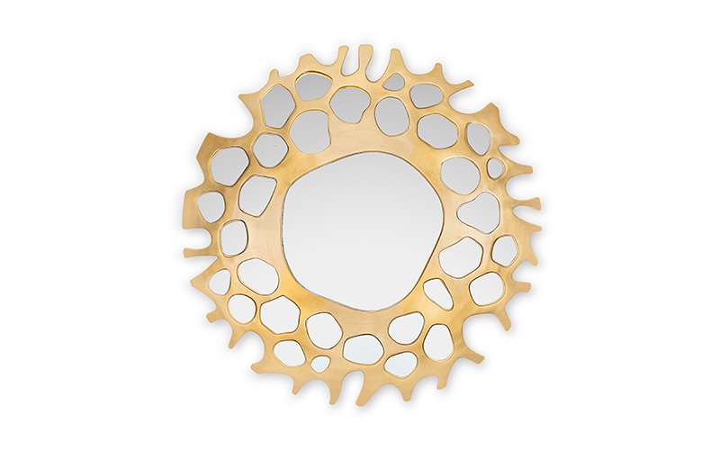 HELIOS | Golden Leaf Mirror Modern Design by BRABBU