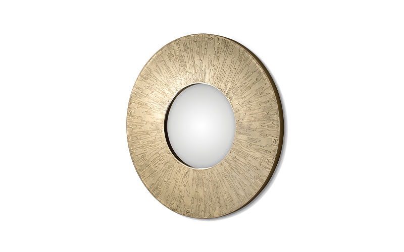 HULI | Matte Brass Round Mirror Contemporary Design by BRABBU