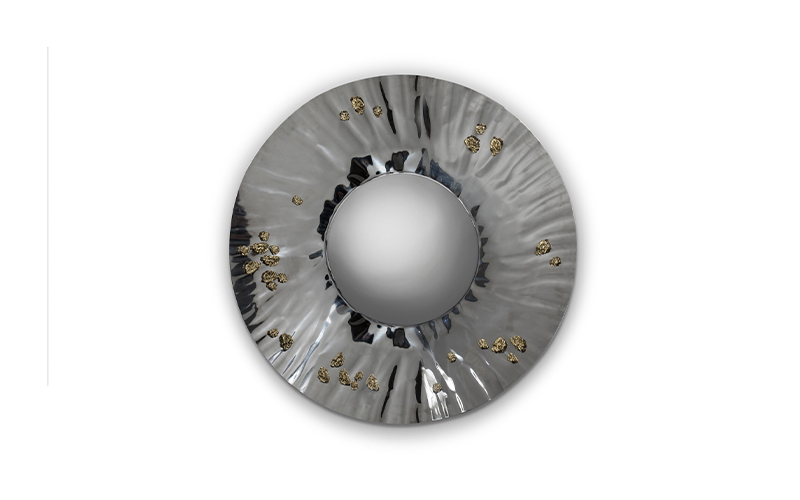 SAYA | Round Silver Wall Mirror by BRABBU