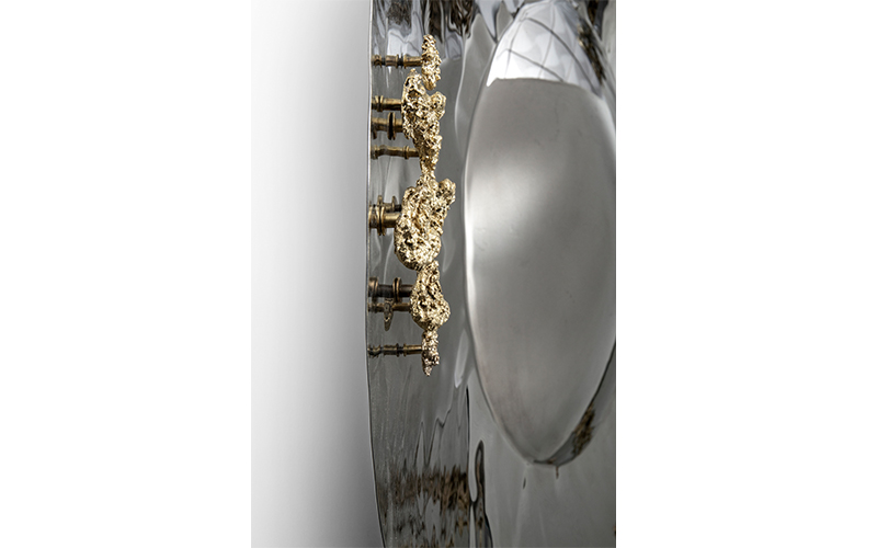 SAYA | Round Silver Wall Mirror by BRABBU