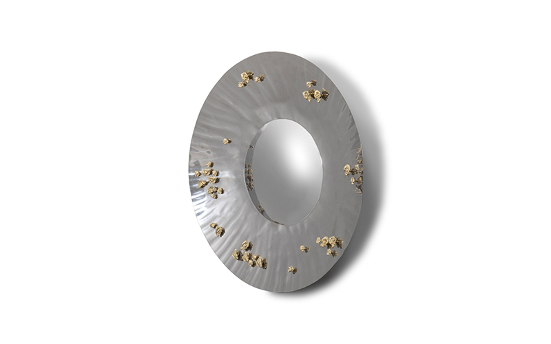 SAYA | Round Silver Wall Mirror by BRABBU