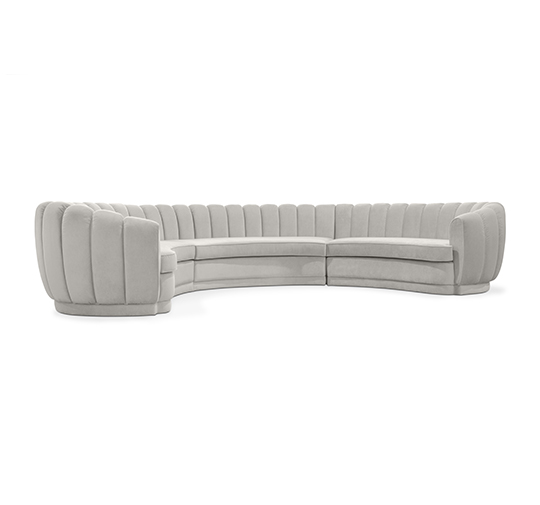 PEARL Round Three Sofa | Velvet Round Sofa by BRABBU